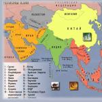 Политическая карта зарубежной азии
